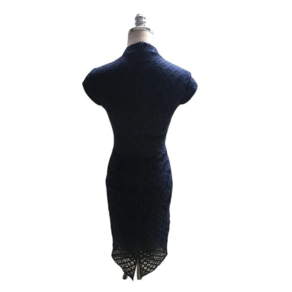 Baltic Born Dress Women's Size XS Blue Sleeveless Lace Look - Picture 2 of 7